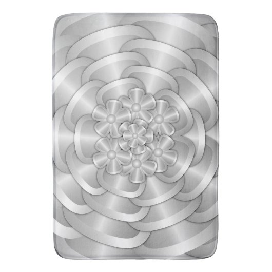 Tapis De Bain Fleurs Chrome - Mat Bain Argent (devant Vertical)