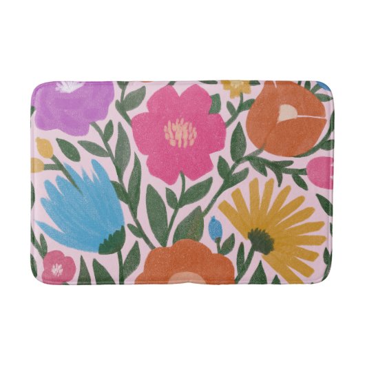 Tapis De Bain Fleurs colorées mignonnes Filles (Devant)