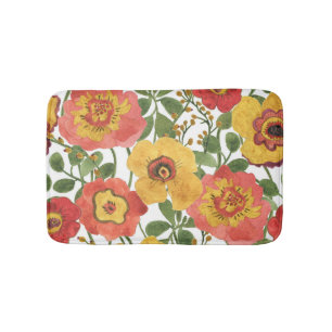 Tapis De Bain Fleurs colorées : motif d'aquarelle d'été.