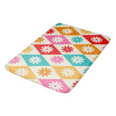 Tapis De Bain Fleurs colorées rétro sur diamants arlequins (Angle)