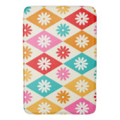 Tapis De Bain Fleurs colorées rétro sur diamants arlequins (devant Vertical)