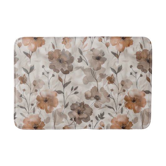 Tapis De Bain Fleurs Crème Orange Marron (Devant)