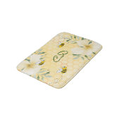 Tapis De Bain Fleurs d'abeilles jaunes de nid d'abeille monogram (Angle)