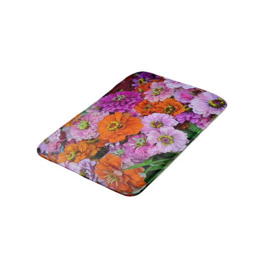 Tapis De Bain Fleurs dahlia colorées (Angle)