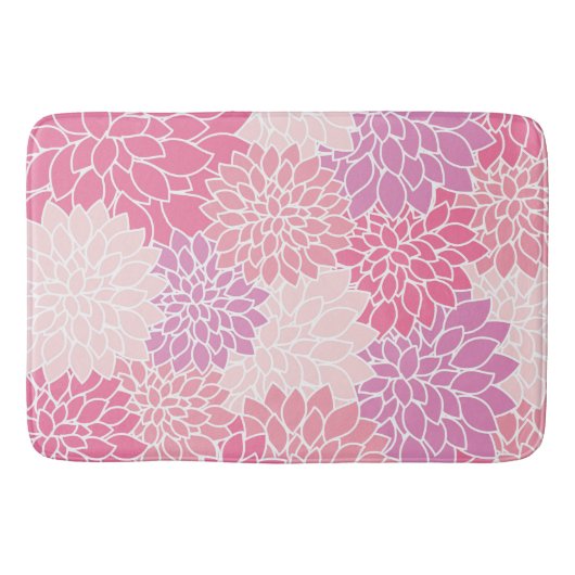 Tapis De Bain Fleurs Dahlia, Motif De Fleurs, Dahlia Rose (Devant)