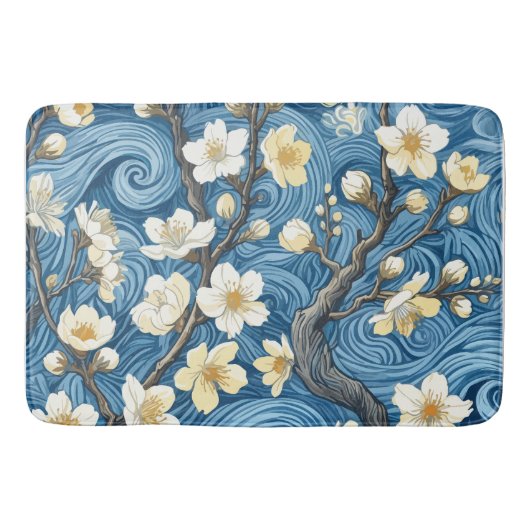 Tapis De Bain Fleurs d'amandier de style Van Gogh (Devant)