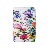 Tapis De Bain Fleurs d'aquarelle avec monogramme (Devant (Vertical))