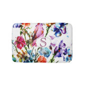 Tapis De Bain Fleurs d'aquarelle avec monogramme (Devant)