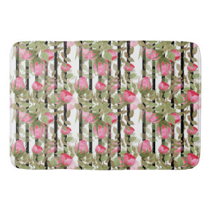 Tapis De Bain Fleurs d'aquarelle rose rose roses romes florales