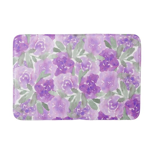 Tapis De Bain Fleurs d'aquarelle violet lavande (Devant)
