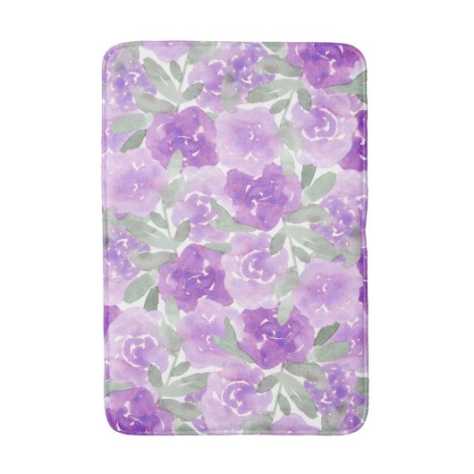 Tapis De Bain Fleurs d'aquarelle violet lavande (Devant (Vertical))