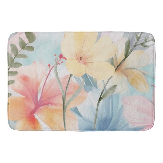 TAPIS DE BAIN FLEURS D'ART MODERNES PASTEL (Devant)