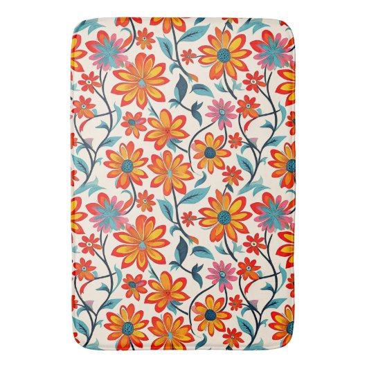 Tapis De Bain Fleurs d'art populaire Whimsical (devant Vertical)