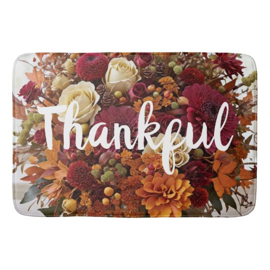 Tapis De Bain Fleurs d'automne Thankful Bath Mat (Devant)