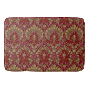 Tapis De Bain Fleurs d'Automne Vintage Rouge Or William Morris