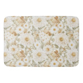 Tapis De Bain Fleurs de campagne blanc or crème (Devant)