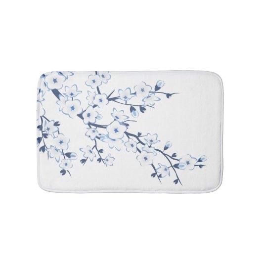 Tapis De Bain Fleurs de cerisier bleu blanc (Devant)