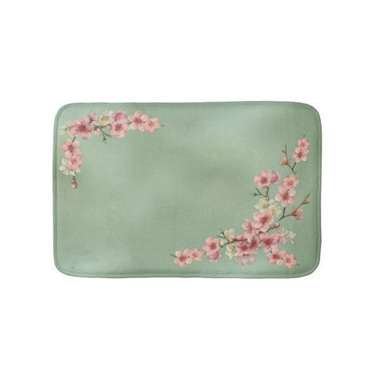 Tapis De Bain Fleurs de cerisiers en rose et Turquoise (Devant)