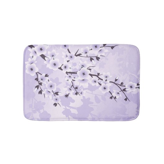 Tapis De Bain Fleurs de cerisiers floraux Sakura pourpre (Devant)