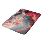 Tapis De Bain Fleurs de cerisiers rouges et roses | (Angle)