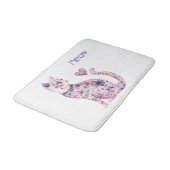 Tapis De Bain Fleurs de chat d'anniversaire Cœurs Blanc Rose Vio (Angle)