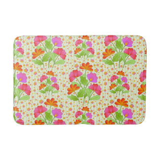 Tapis De Bain Fleurs de couleur grand pop rose et orange vert pâ
