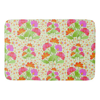 Tapis De Bain Fleurs de couleur grand pop rose et orange vert pâ