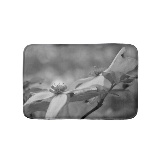 Tapis De Bain Fleurs De Dogwood En Noir Et Blanc (Devant)