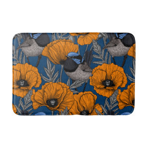 Tapis De Bain Fleurs de fleurs et fleurs de pavot orange