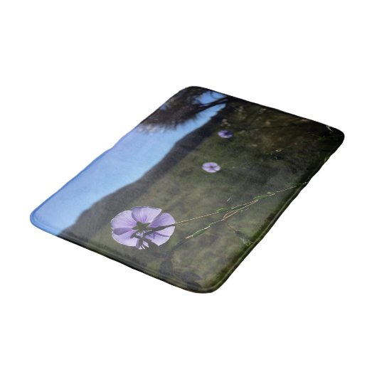Tapis De Bain Fleurs de Flex Bleu Photo (Angle)