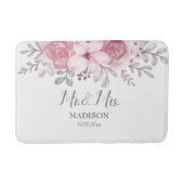 Tapis De Bain Fleurs de mariage romantiques aquarelle rose M & M (Devant)