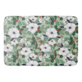 Tapis De Bain Fleurs de Noël blanches et motif de baies rouges (Devant)