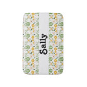 Tapis De Bain Fleurs de nom personnalisées et feuilles en blanc (Devant (Vertical))