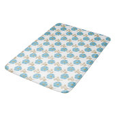 Tapis De Bain Fleurs de pavots bleu blanc (Angle)