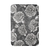 Tapis De Bain Fleurs de pivoines blanches sur gris foncé (Devant (Vertical))