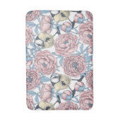 Tapis De Bain Fleurs de pivoines et oiseaux (Devant (Vertical))