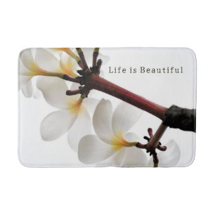 Tapis De Bain Fleurs de Plumeria blanc de Kauai (photo prise par