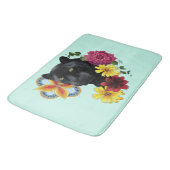 Tapis De Bain Fleurs de Portrait Jaguar Noir (Angle)