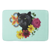 Tapis De Bain Fleurs de Portrait Jaguar Noir (Devant)
