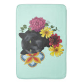 Tapis De Bain Fleurs de Portrait Jaguar Noir (devant Vertical)