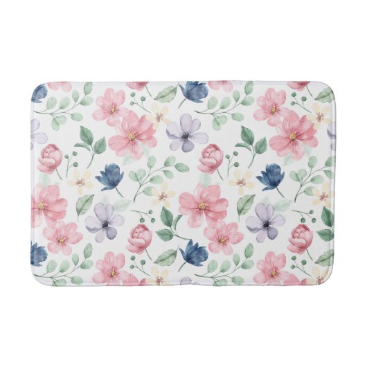 Tapis De Bain Fleurs de printemps et Motif Feuille (Devant)