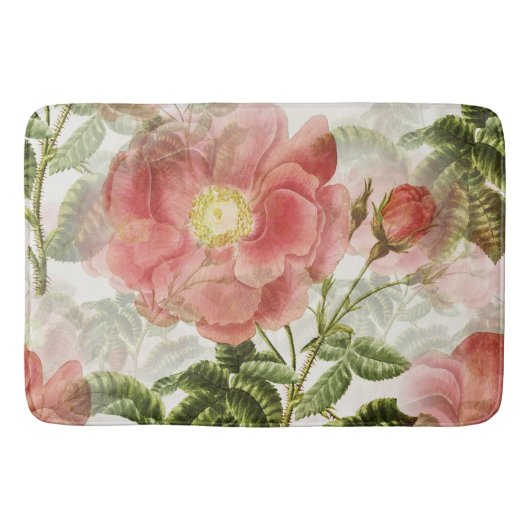 Tapis de bain Fleurs de rose vintage (Devant)