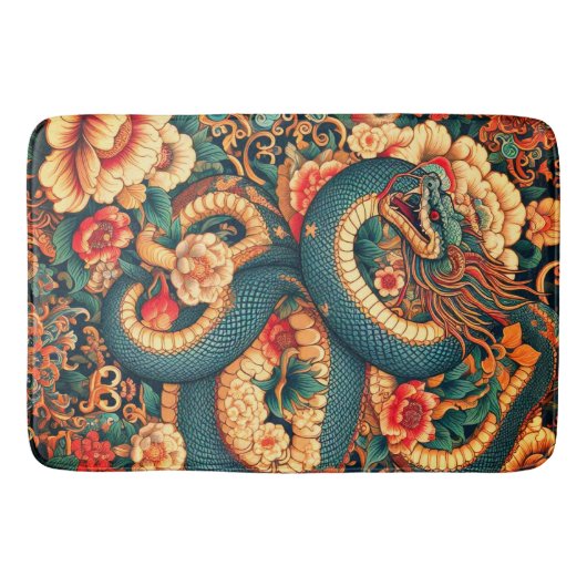 Tapis De Bain Fleurs de serpent vertes (Devant)