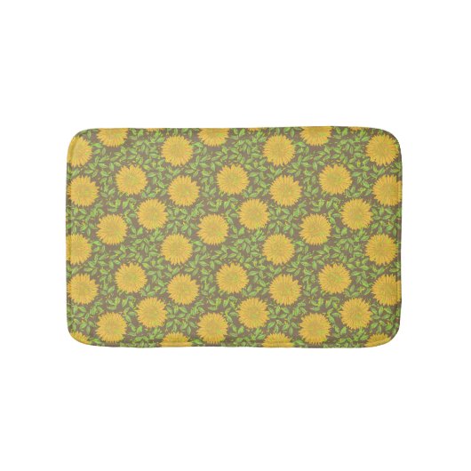 Tapis De Bain Fleurs de soleil d'été jaune vif (Devant)