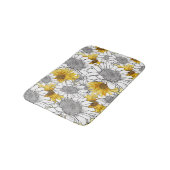 Tapis De Bain Fleurs de soleil Jaune et Noir et Blanc (Angle)