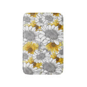 Tapis De Bain Fleurs de soleil Jaune et Noir et Blanc (Devant (Vertical))