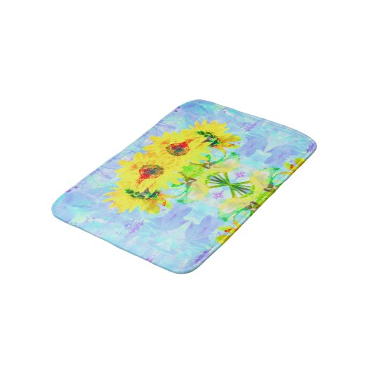 Tapis De Bain Fleurs de soleil lavande (Angle)