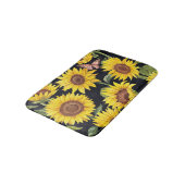 Tapis De Bain Fleurs de soleil, papillons, aquarelle noir (Angle)
