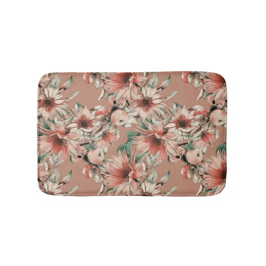 Tapis De Bain Fleurs de soleil, pommes : motif d'aquarelle d'aut (Devant)