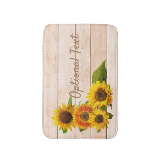 Tapis De Bain Fleurs de soleil rustiques sur bois (Devant (Vertical))